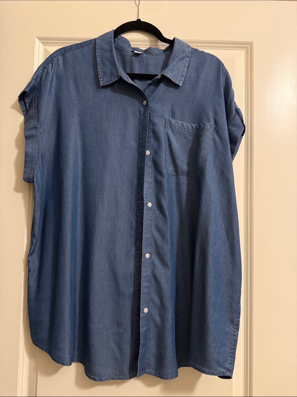 Men's Blue Denim Button-Up Shirt